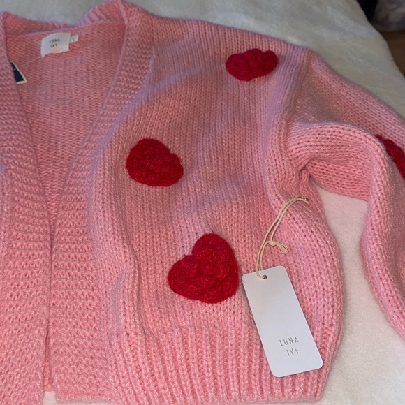 New Heart 3D Cardigan Sweater ~ Sweetest  Knit Valentine's Day ♥️♥️ - Picture 2 of 11